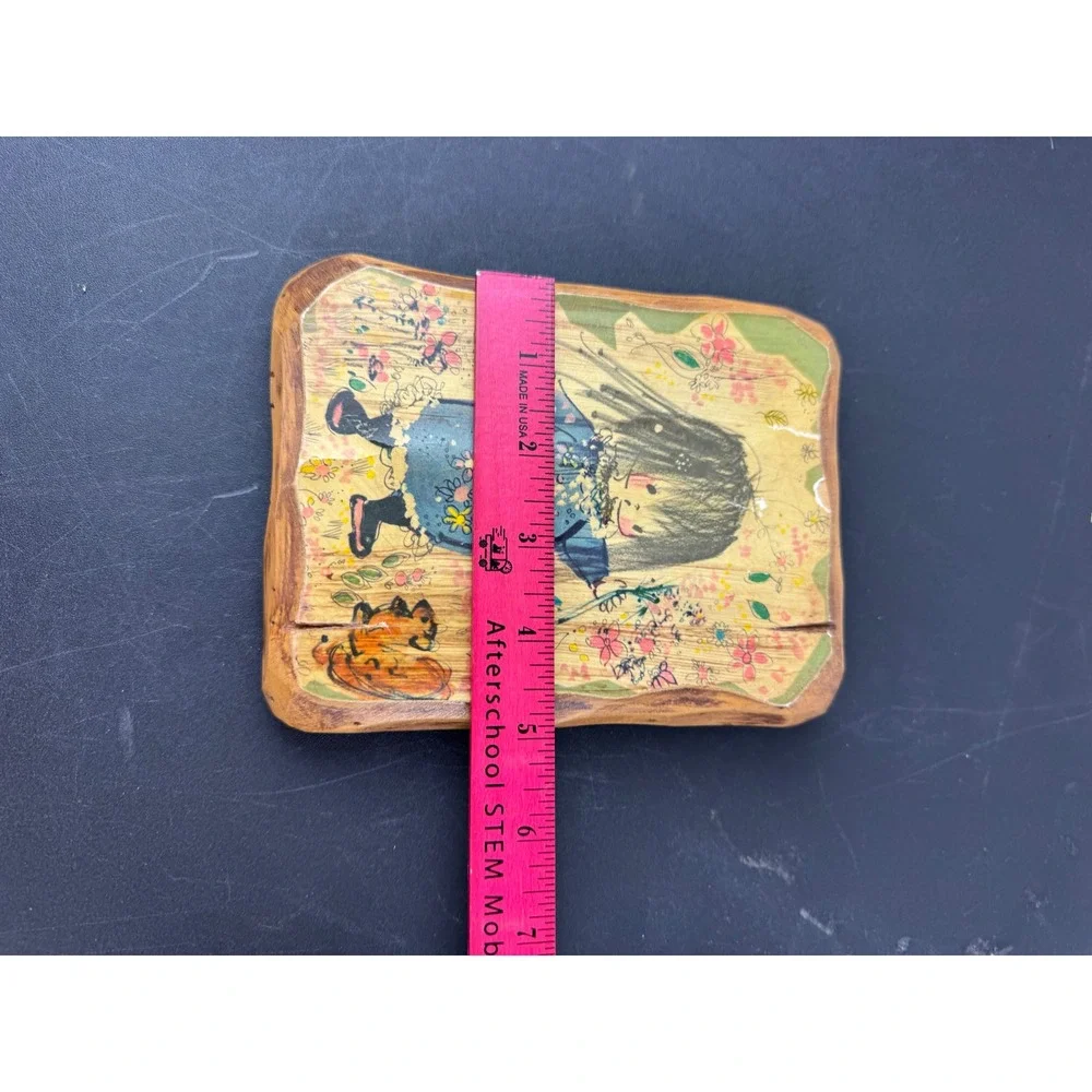 Vintage Mario Wood Wall Plaques Boy Girl Mid‎ Century Kitsch Decor Set of 2